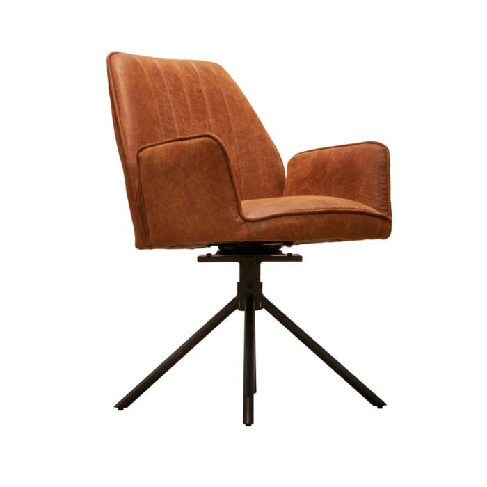 Dining room chair Sting Eco leather Hunting Cinnamon Front view Angled