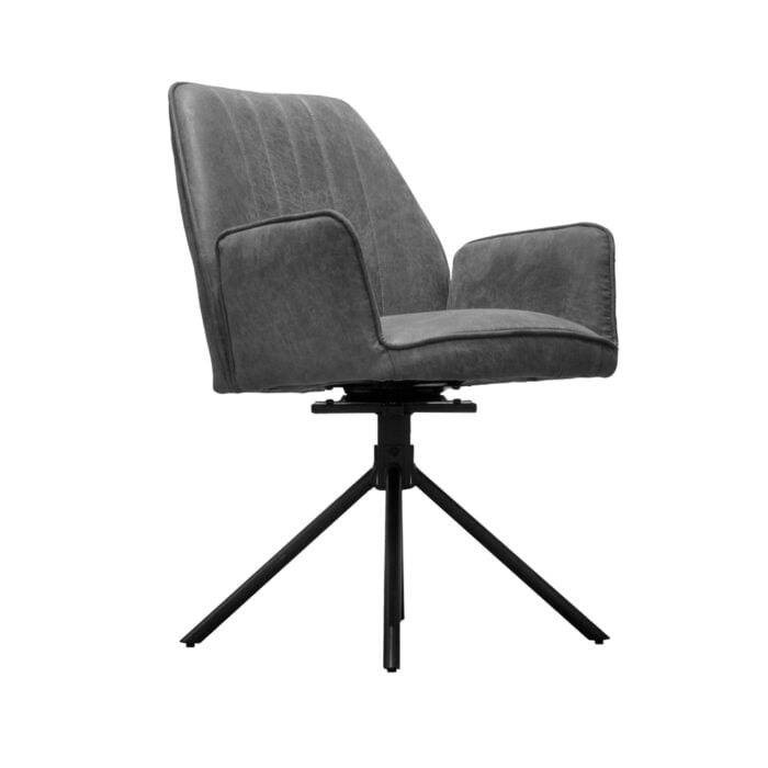 Dining room chair Sting Eco leather Jacht Graphite Front view Slanted