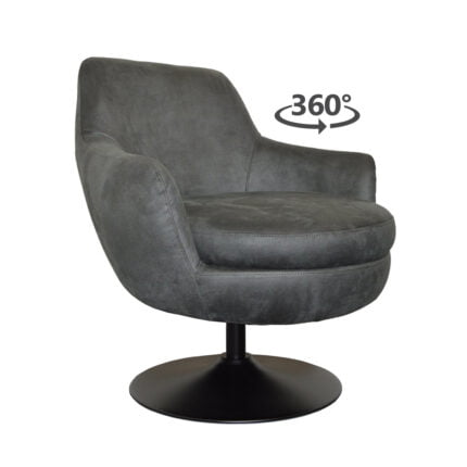 Armchair Azura Eco leather Bull 67 Anthracite Front view Slanted (2) 360