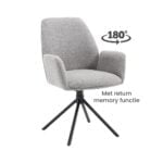 Dining room chair Joly Fabric Alpine Steel 149 with 180° rotating spider leg Front view oblique