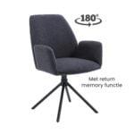 Dining room chair Joly with Fabric Alpine Steel 149 and cross leg Front view Angled