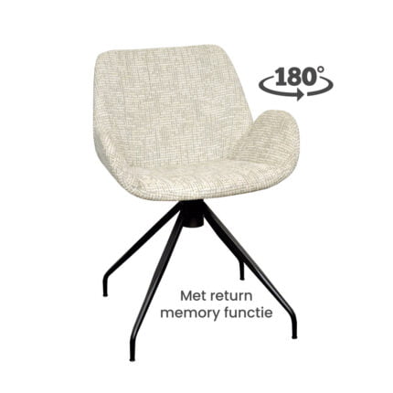 Dining room chair Maureen - Fabric Coco Shell 196 with 180ø swivel leg - Front view diagonally 180