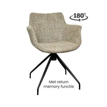 Dining room chair Rose with Coco Liver 10 fabric and 180° rotating spider leg Front view diagonally 180