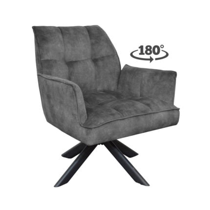 Armchair Tino Fabric Adore Dark Gray 68 Front view Slanted 180
