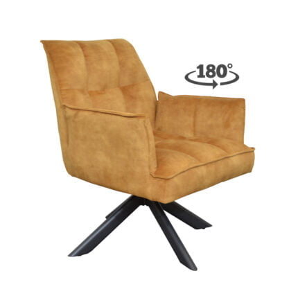 Fauteuil Tino Stof Adore Gold 132 Vooraanzicht schuin 180