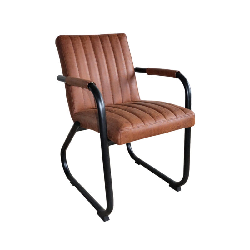 Dining room chair Paul - Eco-leather Yacht Cognac 28 - Front view oblique