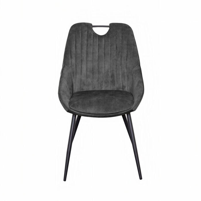 Esszimmerstuhl Gracia - Stoff Adore Dark Grey 68 mit 180° drehbarem Bein - Vorderansicht