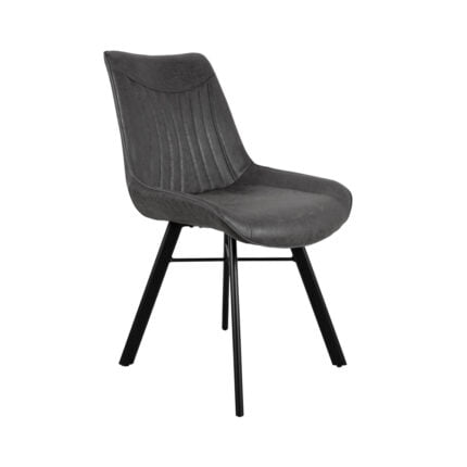 Dining Chair Chef - Eco Leather Yacht Graphite - Front View Angled