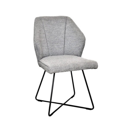 Dining room chair Liz - Fabric Alpine 149 Steel with cross leg - Front view oblique