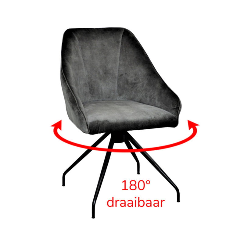 Dining chair Liza - Fabric Fabric Adore Dark Gray 68 with 180ø swivel leg - Front view slanted