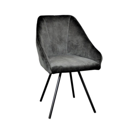Eetkamerstoel Liza - Stof Stof Adore Darkgrey 68 met 180ø draaibare poot - Vooraanzicht schuin