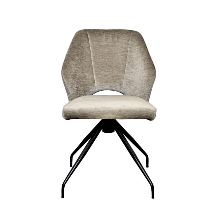 Esszimmerstuhl Lizet - Fabric Loft Beige mit 180° drehbarem Bein - Vorderansicht