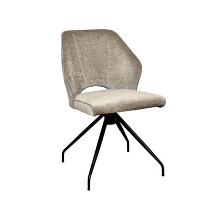Dining chair Lizet - Fabric Loft Beige with 180ø swivel leg - Front view oblique