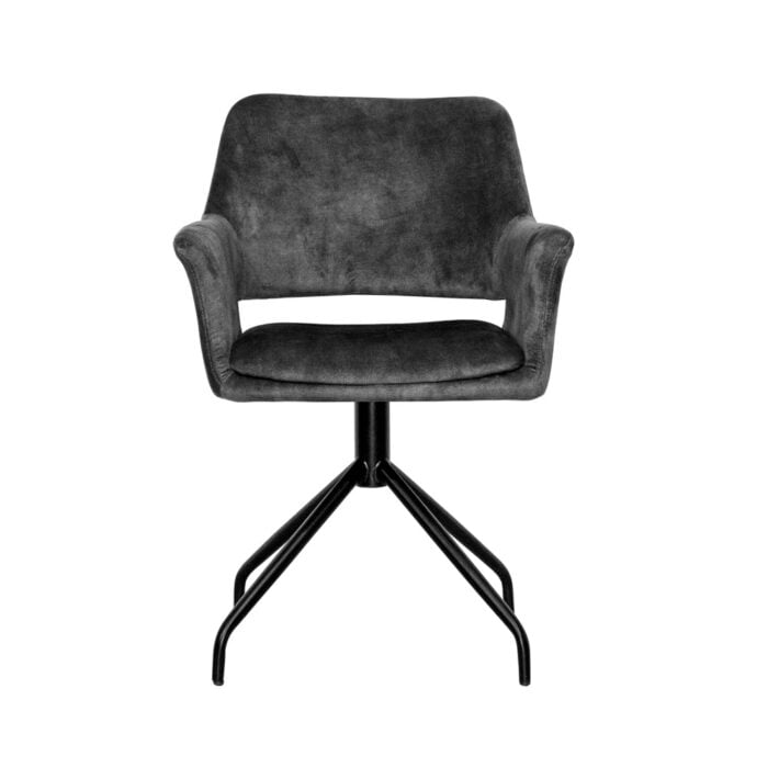 Dining chair Maestro - Fabric Adore Dark Gray 68 with 180ø swivel leg - Front view