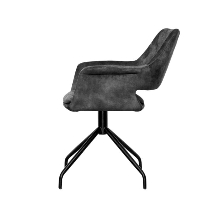 Dining chair Maestro - Fabric Adore Dark Gray 68 with 180ø swivel leg - Side view