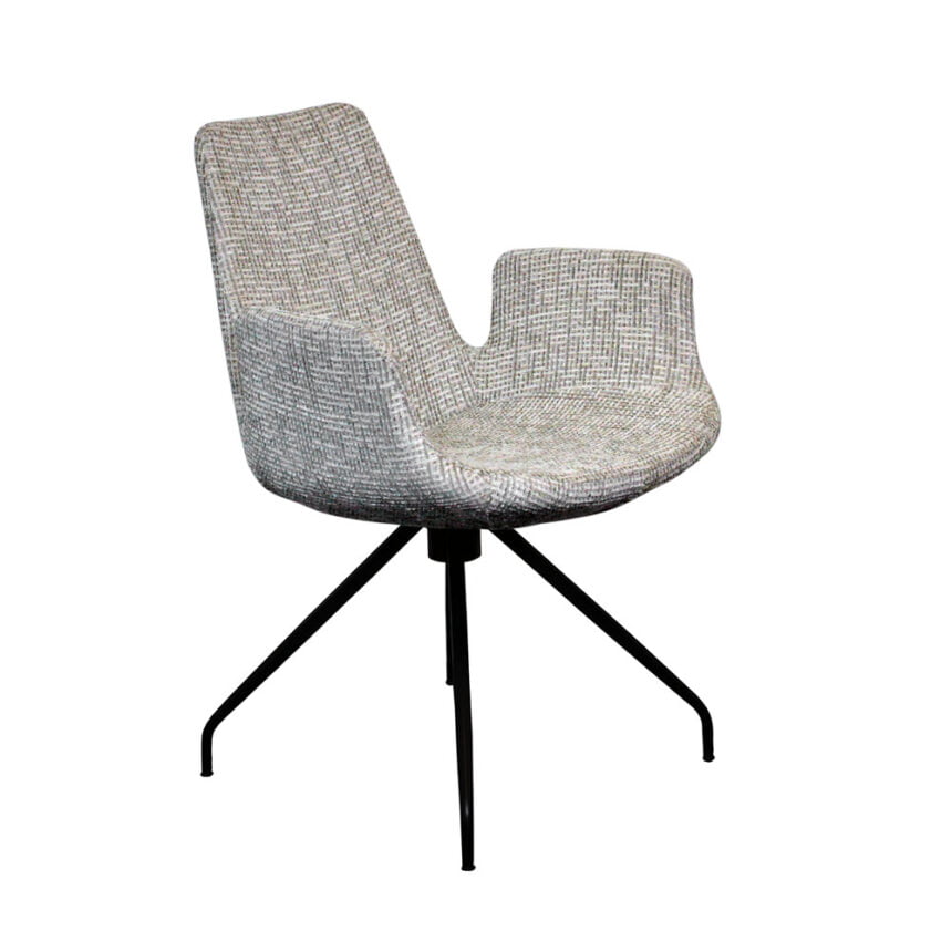 Dining room chair Luus - Fabric Coco Shell 196 with 180° swivel leg - Front view Angled