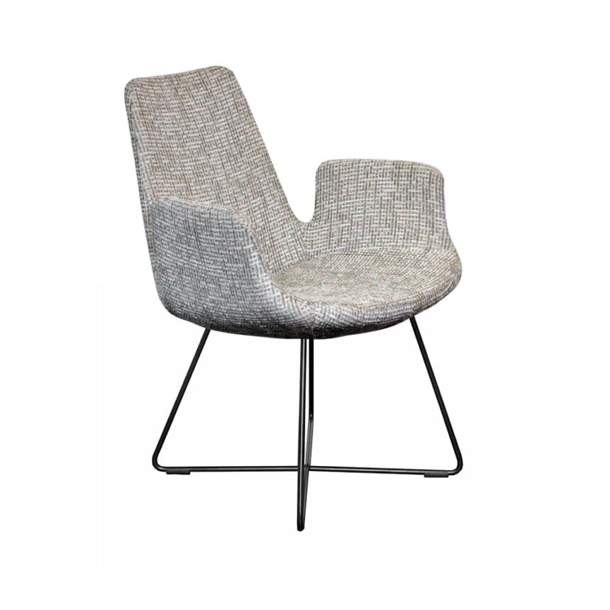 Dining room chair Luus - Fabric Coco Shell 196 with cross leg - Front view Angled