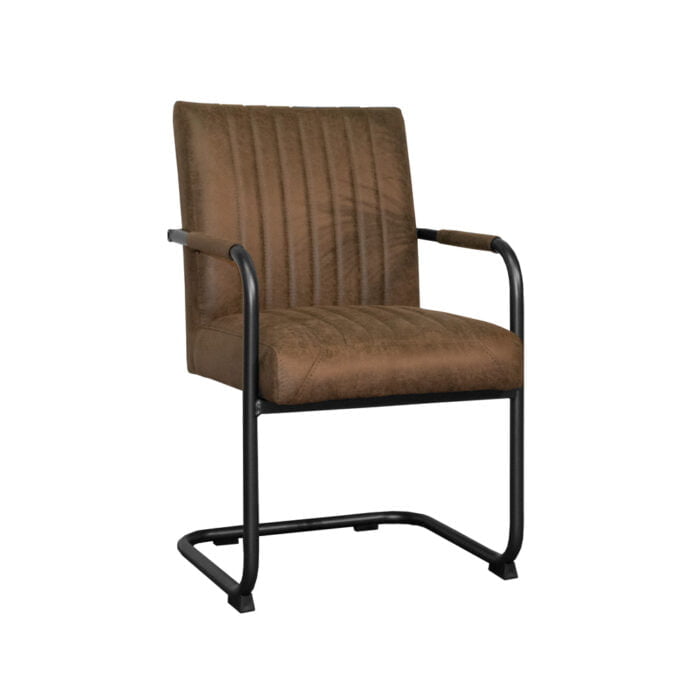 Dining room chair Rico Round Eco leather brown Front view Angled