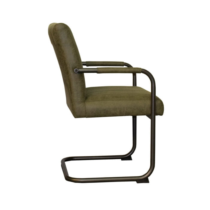 Dining chair Rico Round Eco leather green Side view
