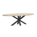 Oval Oak Dining Table Rustic Clear with Spider Leg large