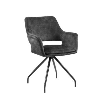 Dining chair Maestro - Fabric Adore Dark Gray 68 with 180ø swivel leg - Front view slanted