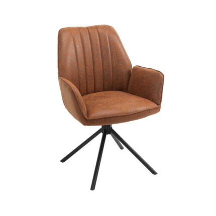 Dining chair Sting - Eco-leather Yacht Cinnamon with 180ø swivel leg - Front view slanted