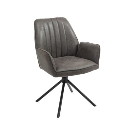 Dining chair Sting - Eco-leather Hunting Graphite with 180ø swivel leg - Front view oblique