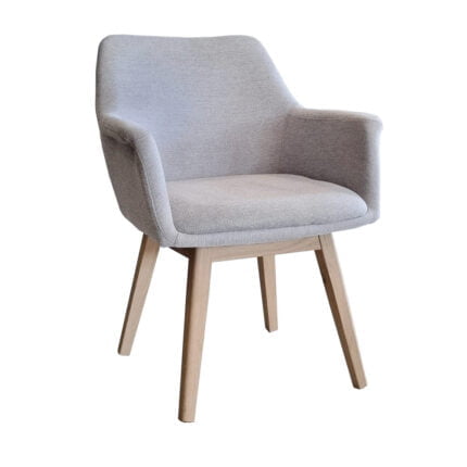 Dining room chair Jay with wooden chair legs Front view diagonally