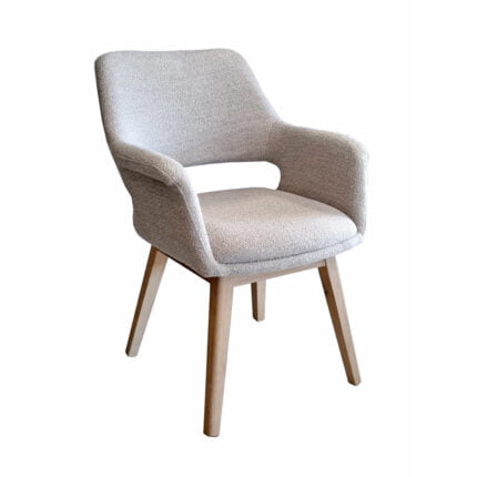 Dining room chair Josha with wooden chair legs Angled front view