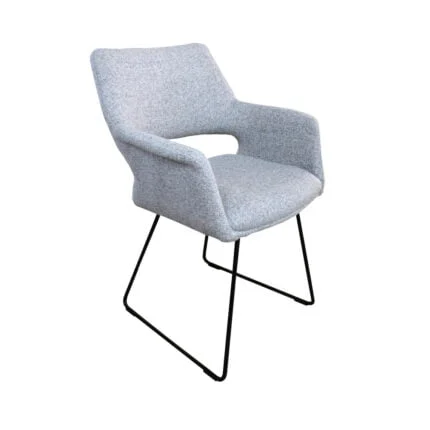 Dining room chair Josha with sled legs - Fabric Alpine Steel 149 - Front view Slanted