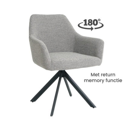 Dining room chair Isco with fabric Alpine Steel 149 Front view diagonally 180